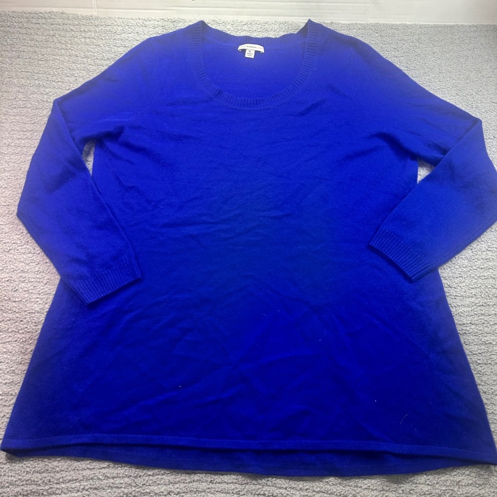 Isaac Mizrahi Live Cashmere Tunic Sweater Blue XL Quiet Luxury Minimalist Staple